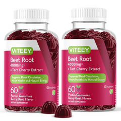 Beet Root Gummies 4000mg with Tart Cherry - for Healthy Blood Pressure Support - Vegan Gelatin Free Gluten Free - Tasty Chewable Berry Beet Flavored Gummy