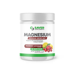 Saver Supplements Magnesium Powder - Anti-Stress Drink Mix for Calm & Regularity - Magnesium Citrate Supplement - Relaxation Muscle & Heart Support - Cranberry Lemonade Flavor - 30 Servings