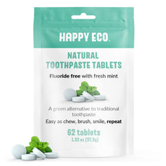 Chewable Toothpaste Tablets Fluoride Free (62pcs) - Eco-Friendly Toothpaste - Toothpaste Tabs - All Natural SLS Free Ingredients for Adults - Mint Travel Sized Oral Care Tablet Toothpaste