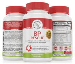 BP Rescue Blood Pressure Support Supplement - Vitamins & Herbs to Help Circulation & Blood Flow - Natural Blood Pressure Supplements with Hawthorn Berry Garlic Hibiscus in Capsules for Men & Women